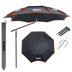 2.0-2.4M Parasol Fishing Umbrella Outdoor Camping Use Detachable Adjustment Direction Sun Shade Rainproof H220419