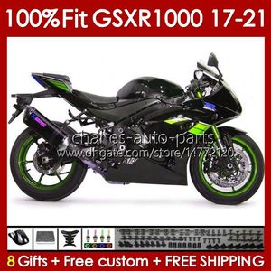 Wtryskowe owiewki dla Suzuki K17 GSXR 1000 CC 17 18 19 20 21 Bodywork 146NO.57 GSXR1000 1000CC GSXR-1000 2017 2018 2019 2020 2021 GSX-R1000 17-21 OEM Bodys Black Stock Blk