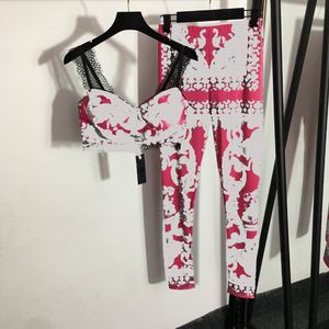 Barock Damtoppar Byxuppsättning Sexiga Sling Tank Tops Leggings INS Mode Camis Byxor