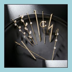 Other Earrings Jewelry Shinny Crystal Cler Ear Cuff Rhinestone Clip Climber Earring Fashion Piercing Ears For Wome Dhdns