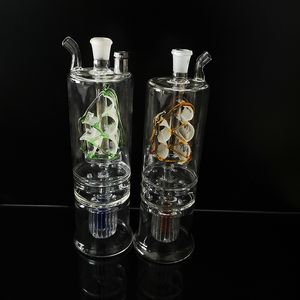 Set di narghilè Bruciatore a olio Bong Gorgogliatore di vetro Tubi dell'acqua LED Cambia colore Dab Rig Bong Luci Pipa da fumo Percolatore Shisha Ciotola per tabacco da 10 mm Tubo in silicone