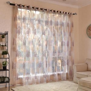 Curtain & Drapes Cm/ 39.37x98.43 Inch Window Floral Tree Elements Embroidered Sheer Wide Grommet Bedroom Voile CurtainCurtain