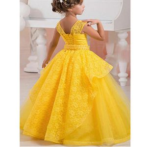 Девушка платья жемчужина цветочные девушки платье для свадебной вечерней детской вечеринки для принцессы.