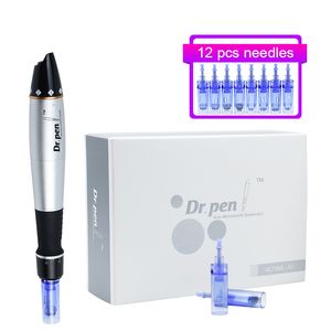 Dr.Pen Ultima A1 Microneedle 6 Nivåhastighet Ansikte Kosmetiska Nålar Darmarolling System Mesotherapy Machine med 12pcs patroner