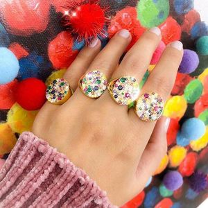 Cluster Rings Us Size 5 6 7 8 Gold Filled Fashion Trendy Round Micro Pave Colorful Cz Engagement Band 2022 Women Charm JewelryCluster Wynn22