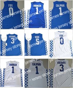 New Kentucky Wildcats College Maglie da basket 0 De'Aaron Fox 5 Malik Monk 3 Edrice Ado 1 Allenatore John Calipari Maglia University Jersey