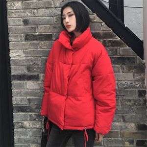 Winter Women's Short Jacket Stand-Up Collar Female Parka Autumn Cotton Down Jackets Overcoat Casual 201126