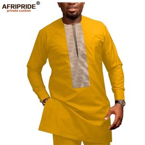 Afrikanska män klädes avslappnad trackdräkt dashiki skjorta blus ankara byxor 2 stycke set plus size tracksuit afripride lj201125