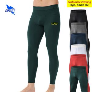 Summer Breattable Compression Running Tights Men Snabbt torrt stretch Sports Leggings Gym Fitness Long Training Pants Anpassade 220704