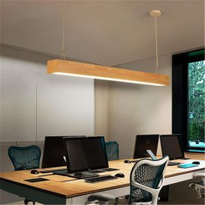 Lampade a sospensione Lampada a led rettangolare in stile giapponese Creativo in legno massello Long Strip Studio Coffee Store Decor Light FixturesPendant