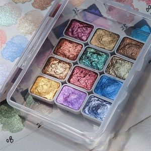 Solid Watercolor Blue Purple Manicure Metallic Paint Draw Chrome Glitter Powder Flowers Deced Pigment 220812