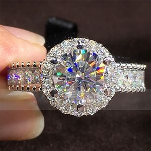 10K Au417 Anello da donna in oro bianco con diamanti 1 2 3 4 5 Carati Anello da anniversario di fidanzamento per festa nuziale di lusso rotondo 220816