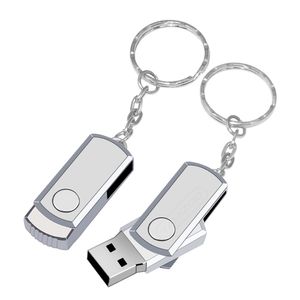 Новый USB 2.0 Металлический ключ цепь USB Flash Drive 32GB 64GB 128 ГБ ручка привода 8 ГБ 16 ГБ Pendrive Roate Design USB