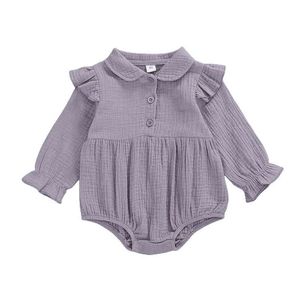 Sweet Baby Girls 'Romper Solid Color Long Rleeve Trójkąt Krocz Krocz Urocz