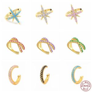 CLIP-ON SCREW BACK S925 Sterling Silver Clip on Earring Colorful Micro Pave CZ Ingen Piercing Fake Brosk Korean Earcuff Pendientes Jewelr