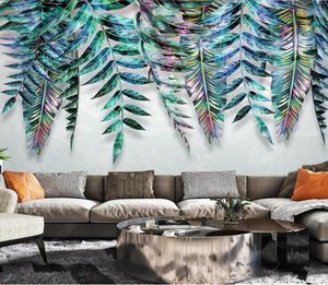 3D Tapeta Mural Niestandardowe liście salonu sypialnia sofa