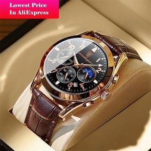 رجال Poedagar يشاهد أزياء جلدية مقاومة للماء Wristwatch Top Brand Luxury Mens Quartz Relogio Maschulino 220530