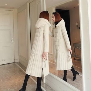 Damen-Trenchcoats National Wind Down Baumwolle gepolsterte Jacke Qiu Dong Outfit chinesische Kleidung lang über dem Knie