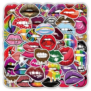Pack of 50Pcs Wholesale Sexy Lips Stickers No-Duplicate Waterproof For Luggage Skateboard Laptop Notebook Helmet Water Bottle Phone Car decals Kids Gifts