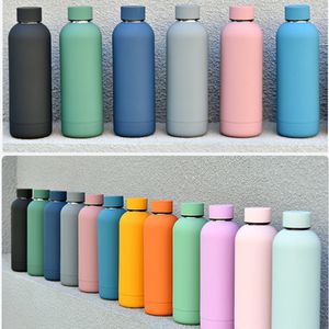 500ML Sports Water Bottle 304 Stainless Steel Vacuum Insulated Cup Outdoor Car Mugs Unisex Travel Thermos Colorful Cooler Cups 33 Color 2022 Metal Material