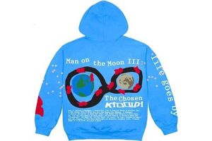 Çocuklar Pamuk Kazak toptan satış-Erkek ve kadın Hoodies Avrupa ve Amerikan Pamuklu Çocuk Cudi Motm Sanat Ortak Klein Mavi Baskı Yüksek Sokak Kapüşonlu Kazak Kazakları