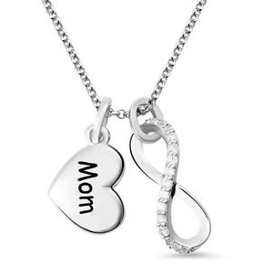 Anhänger Halskette Frauen Infinity Name Halskette Custom Letter Love Heart Charme mit Kristall Sterling Silber Kette Geschenk für MomPendant