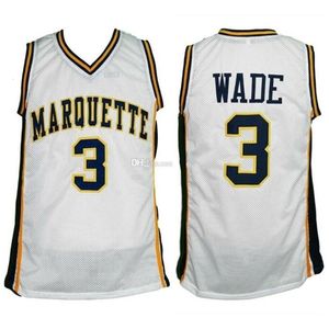 Nikivip Dwyane Wade #3 Marquette Golden Eagles College Beyaz Retro Basketbol Forması Erkek Dikişli Özel Herhangi Bir Numaralı Adı Formalar