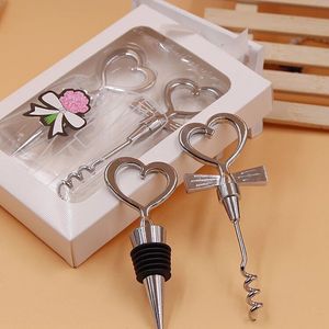 Wine Bottle opener Heart Shaped Great Combination Corkscrew and Stopper Heart-Shaped Sets Wedding Favors Gift DH2037