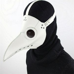 Funny Medil Steampunk Plague Doctor Bird Mask Latex Punk Masks Beak Adult Halloween Event Cosplay Props White Black 220611