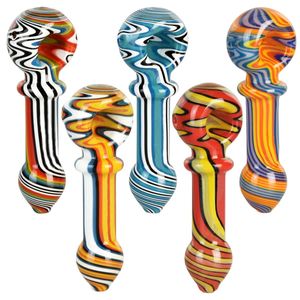 Colorful Wig Wag Stripes Pyrex Thick Glass Pipes Dry Herb Tobacco Filter Handpipes Innovative Design Decorate Handmade Smoking Cigarette Holder DHL Free