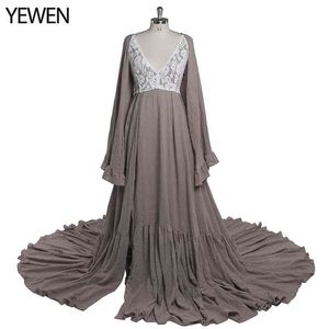 V Neck Modernity Dresses For Photoshoot Justerbar midja moderskapsklänning för baby shower maxi klänning yewen yd j220628