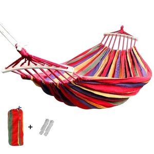 190x150cm Hanging Hammock With Spreader Bar DoubleSingle Adult Strong Swing Chair Travel Camping Sleeping Bed Outdoor Furniture 220606