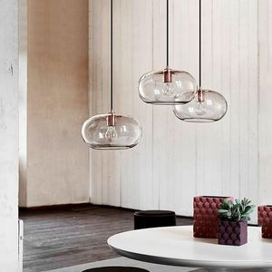 ingrosso Bar Ligh-Lampade a sospensione Nordic moderna ristorante lampadario in vetro e27 e26 caffè lampada soggiorno trasparente grigio soggiorno da comodino cucina corridoio ligh