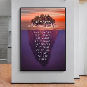Wholesale success poster for sale - Group buy Paintings Iceberg Success Hard Work Inspirational Canvas Print Wall Art Pictures Office Home Decor Posters
