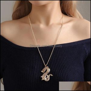 Pendant Necklaces Pretty Dragon Necklace For Men Punk Jewelry Fashion Gift Women Collares Long Chains Nec Baby Dhiev