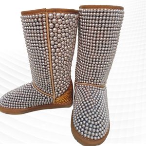 ingrosso Stivali Fai Da Te-stivali di lana rina perle personalizzati fai da te Caldi e resistenti agli sci di grandi dimensioni