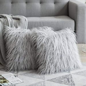 Kuddefodral mjuk lång päls fluffig soffa kudde plysch fyrkantig lyx kudde täcker ins hemrum dekorativ vinter 45x45cm casepillow