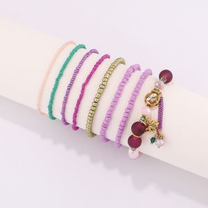 S2965 Bohemian Fashion Schmuck Multi-Layer Stränge Perlen String Armband Ethnischen Stil Schmetterling Anhänger Anhänger Candy Farbe Perlen Armbänder