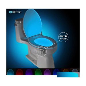 Night Lights Brelong Toilet Light Led Lamp Smart Bathroom Human Motion Activated Pir 8 Colours Matic Rgb Backlight For Bowl Drop Del Dhfbj