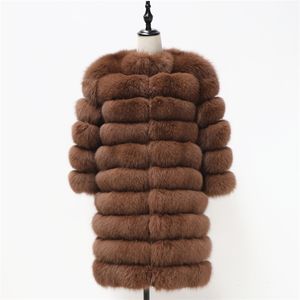 Frauen Warme Echt Pelzmantel Lange Winter Echte Pelz Jacke Mode Outwear Luxus Natürliche Pelzmantel Für Mädchen queentina 201112