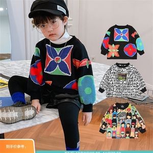 Kaszmirowy kaszmirowy wyściełany ciepły i sweter Koreańska wersja zimowych ubrań dużych dzieci i zagranicznych ubrań LJ201216