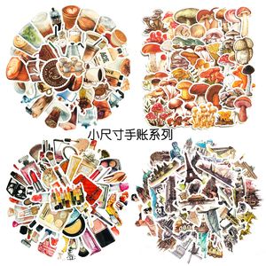 5Set 200st Coffee Mushroom Baking Packaging Stickers Bagage Notebook Cosmetics Lipstick Stickers