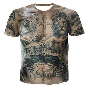 T-shirt da uomo T-shirt muscolosa tatuaggio sexy T-shirt stampata animale 3D T-shirt estiva maschile Hip Hop Camisetas Homme Streetwear T-shirt divertente