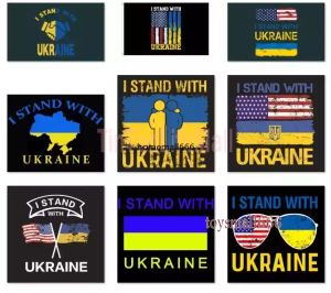 DHL snabb leverans 90 * 150cm 3x5 ft parti flagga support ukrainska banner jag står med ukraina flagga för utomhus inomhus inredning polyester ff