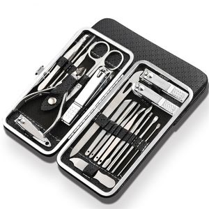 Qmake 19 в 1 из нержавеющей стали набор Manicure Professional Nail Clipper Kit of Pedicure Tools Inground Tenail Trimmer 220630