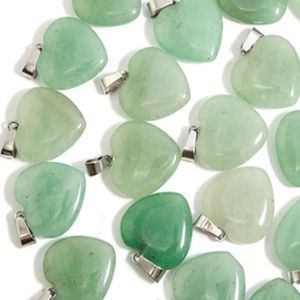 Natural Original Green Stone Heart Pendell Halsketten für Frauen Männer Liebhaber Mode Energie Schmuck mit Seilkette