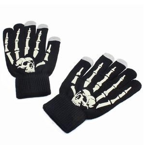 Five Fingers Gloves Halloween Skeleton Full Finger Touchscreen Glow In The Dark Novelty Po Props Stage Party SuppliesFive