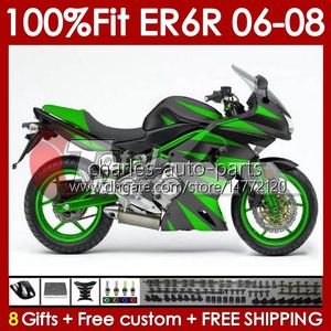 OEM Bodys Kit для Kawasaki Ninja 650R ER6 650 R ER 6 F 06-08 Кузов 139NO.30 650-R ER 650R-ER6F ER-6F 2006 2007 2008 ER6F 06 07 08 Обтекание плесени Зеленый запас