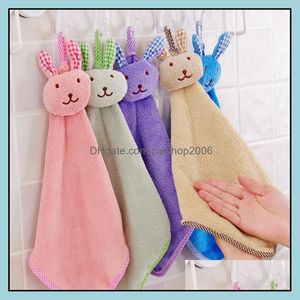 Towel Home Textiles Garden Ll Creative Coral Veet Cartoon Rabbit Shape Thickened Hanging Super Absorbent Ki Dh0Si