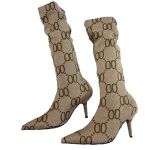 Winter Designer Stiefel Overknee Gestrickte Socke Elastische Frauen Schuhe Spitz 8CM Stiletto Heels Lange Booties Australien